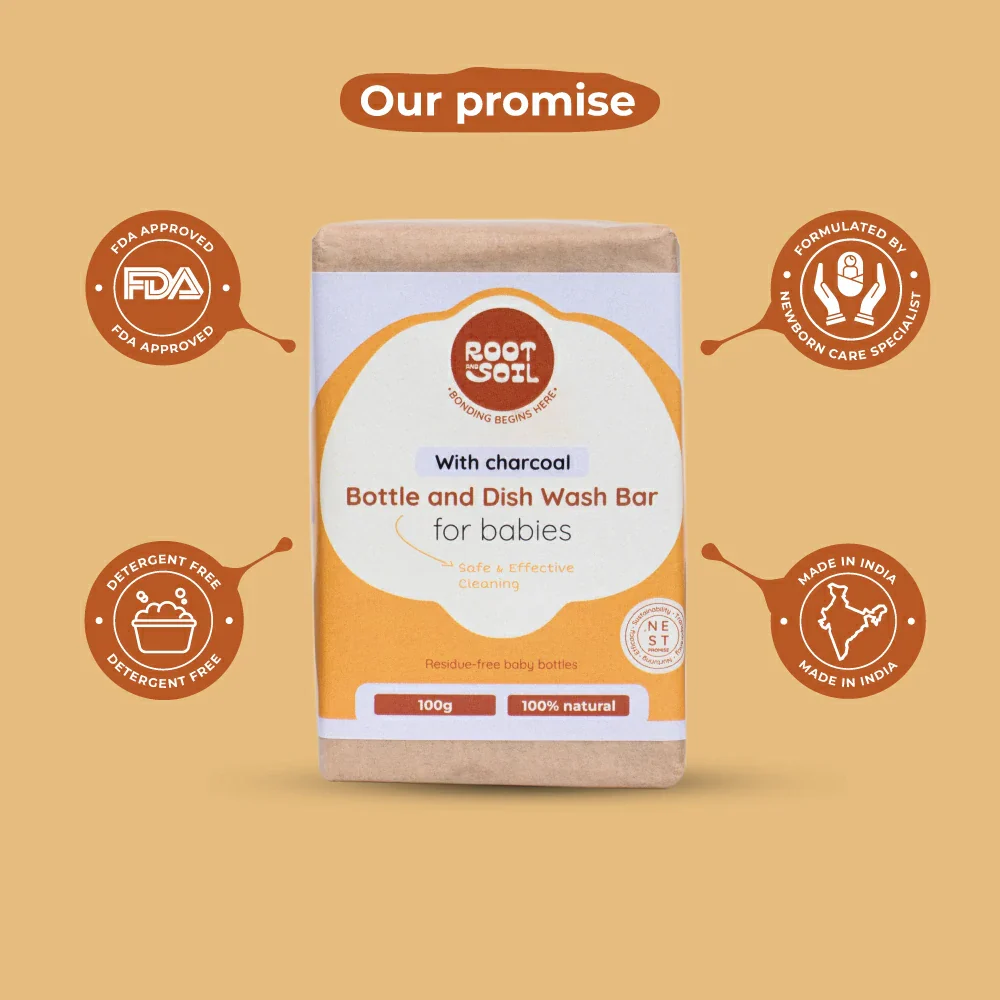 Baby Bottle & Dish Wash Bar With Charcoal | Safe & Effective Cleaning | 0+ m | 100 g - Image 7