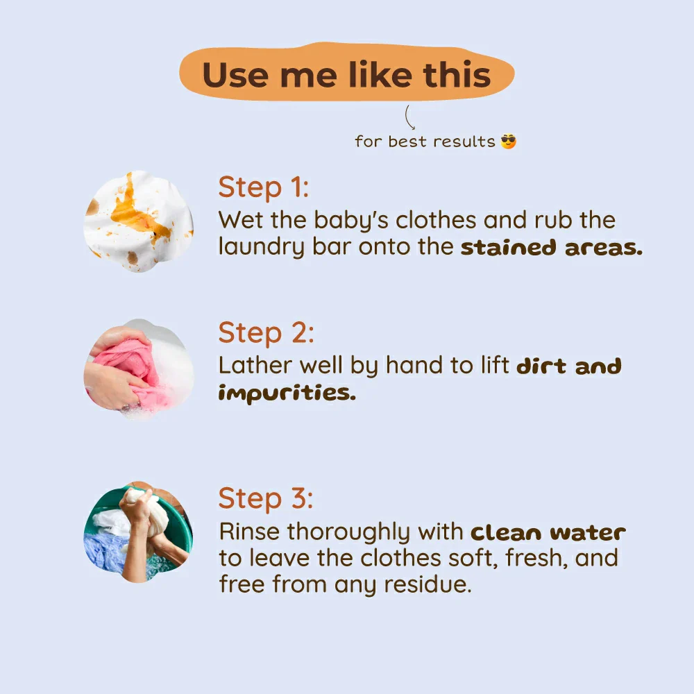 Baby Laundry Wash Bar | Unscented & Rash free baby clothes | 100 g - Image 5