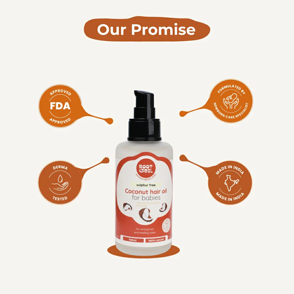 Baby Natural Coconut Hair Oil for Hair Growth, Cradle Cap & Dry Scalp Relief | Cold Pressed  | 0+ m - Image 7