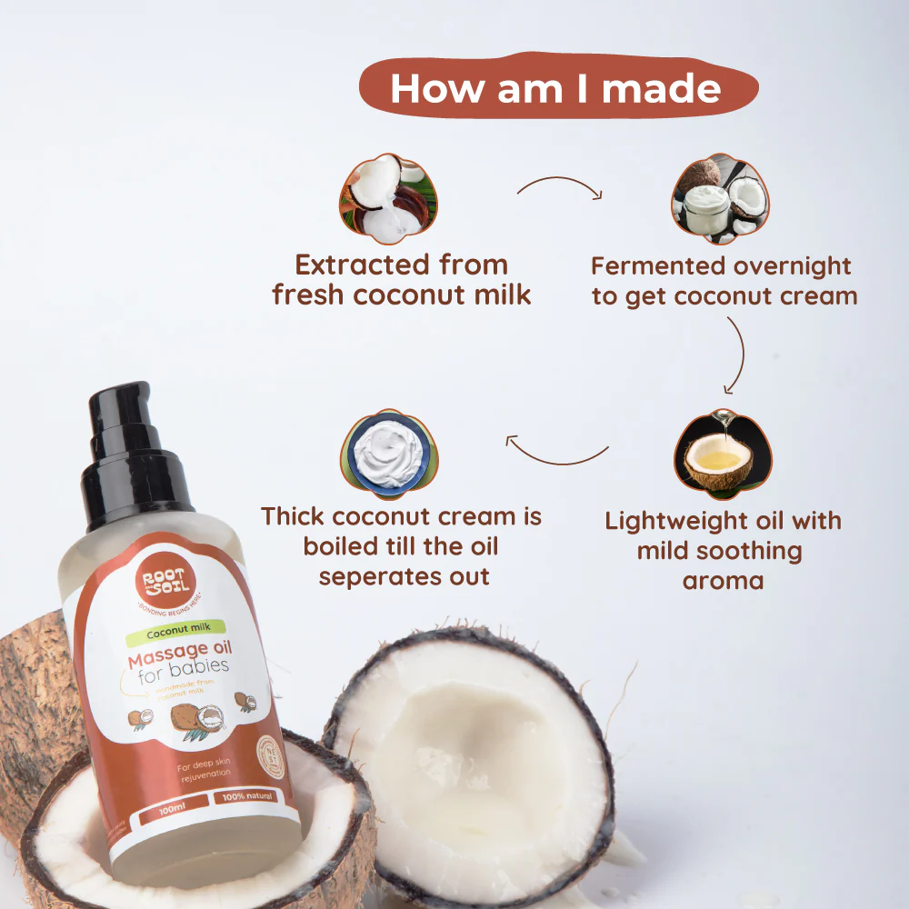 Coconut Milk Baby Massage Oil (Classic) | Soothens and rejuvenates skin |  0+ m - Image 4