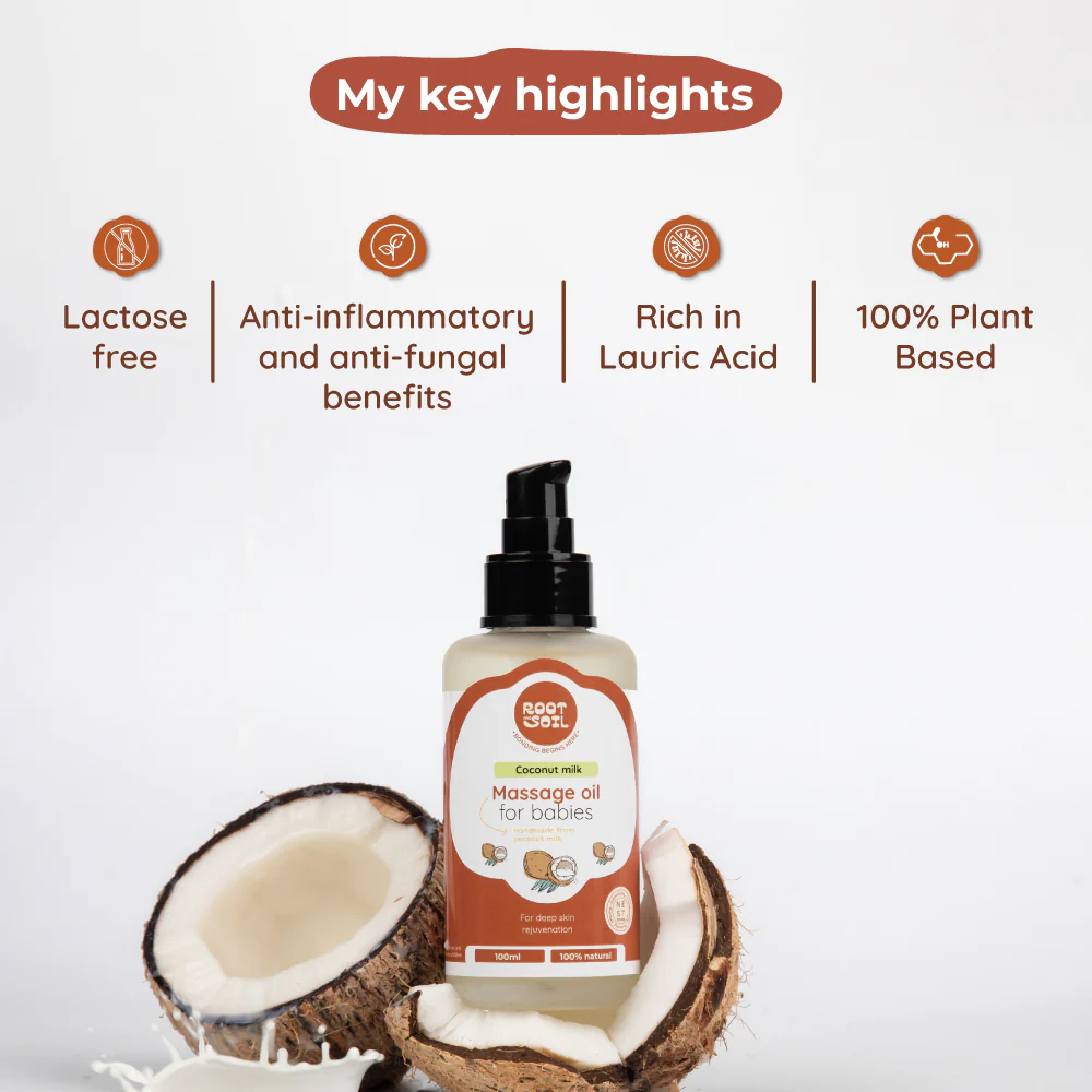 Coconut Milk Baby Massage Oil (Classic) | Soothens and rejuvenates skin |  0+ m - Image 5