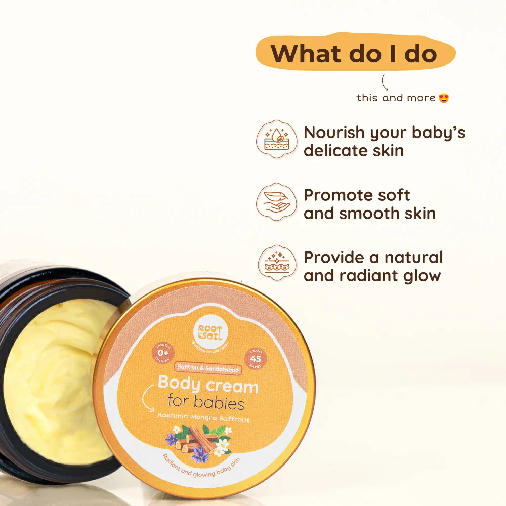 Saffron & Sandalwood Body Cream  | Glowy & Healthy Baby Skin | 0 m - 8 y | 45 g - Image 3