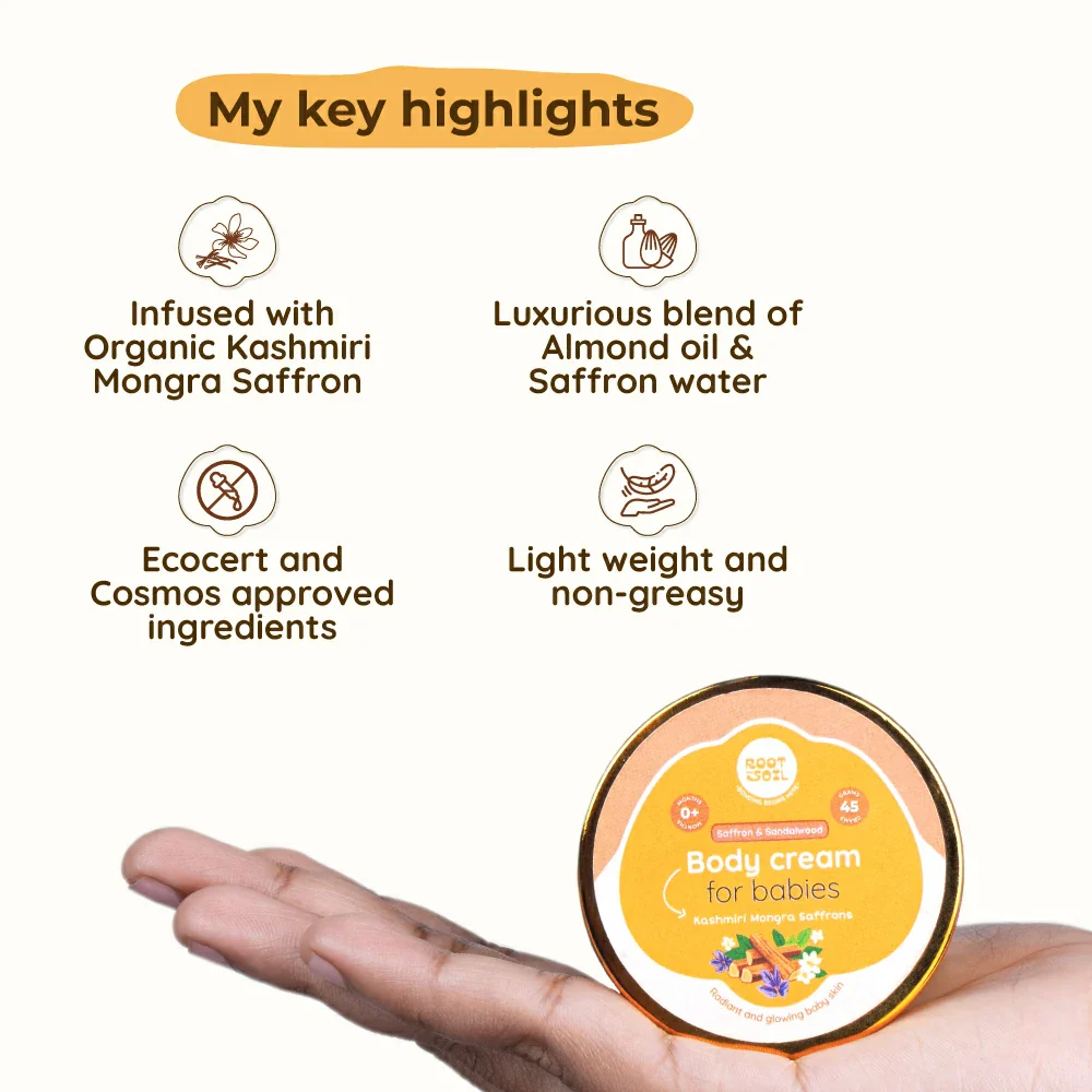 Saffron & Sandalwood Body Cream  | Glowy & Healthy Baby Skin | 0 m - 8 y | 45 g - Image 4
