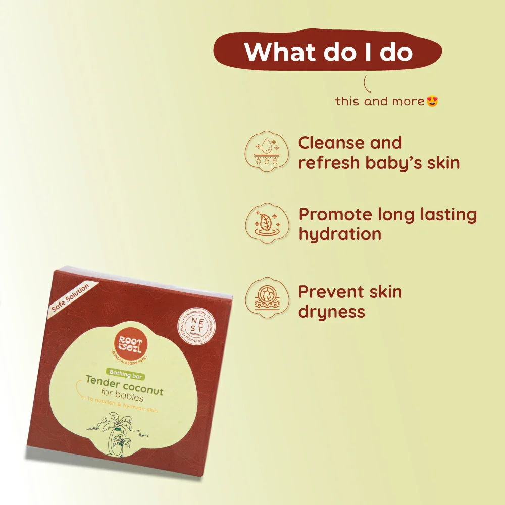 Tender Coconut Bathing Bar | Refreshes & Hydrates Baby Skin  | 0+ m | 100 g - Image 4