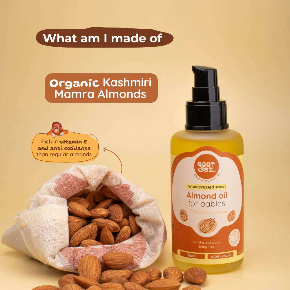 Wood-Pressed Sweet Almond Oil For Babies | Organic & 100% Pure | Healthy & Glowy Baby Skin | 0+ m - Image 4
